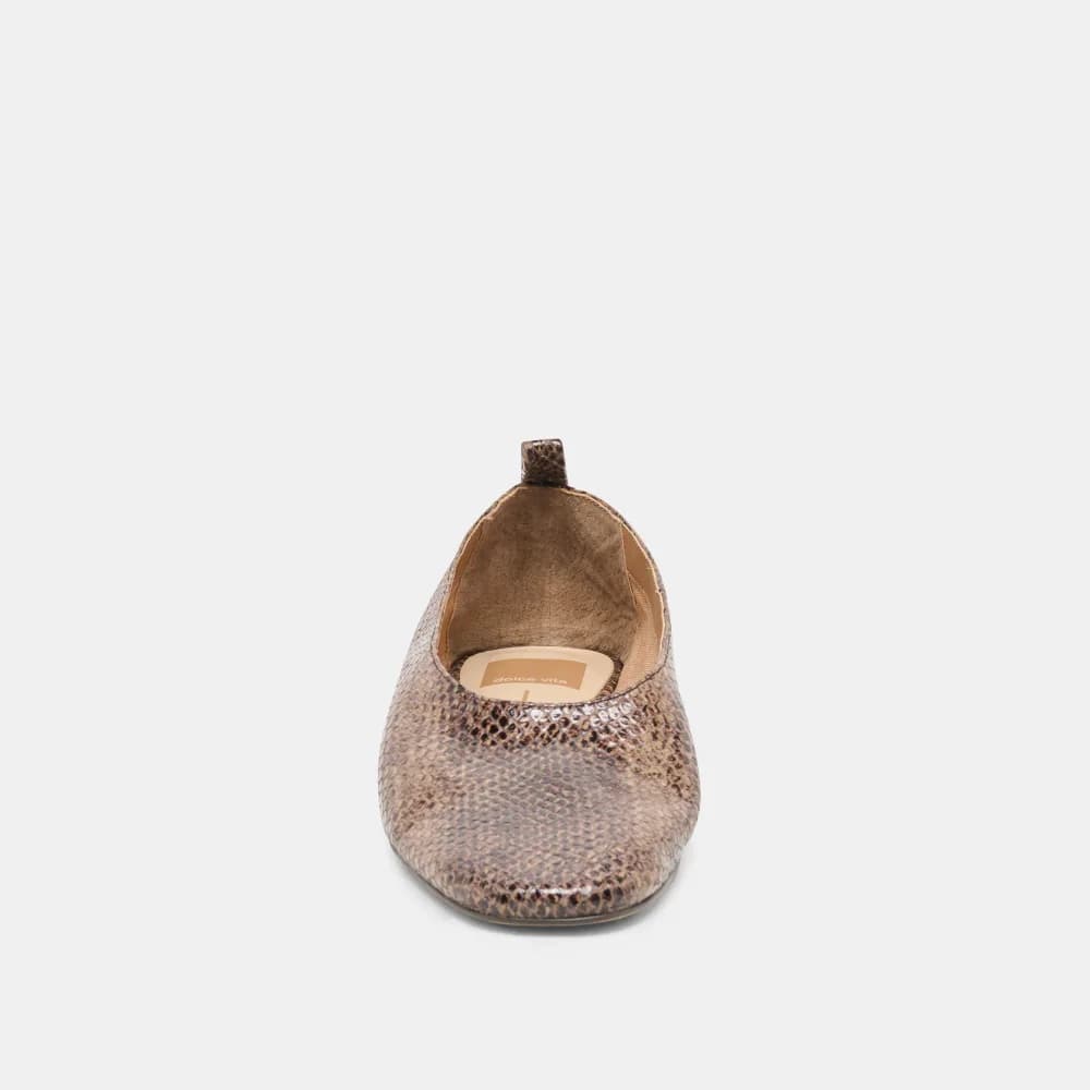 KORY BALLET FLATS SNAKE TAN EMBOSSED LEATHER