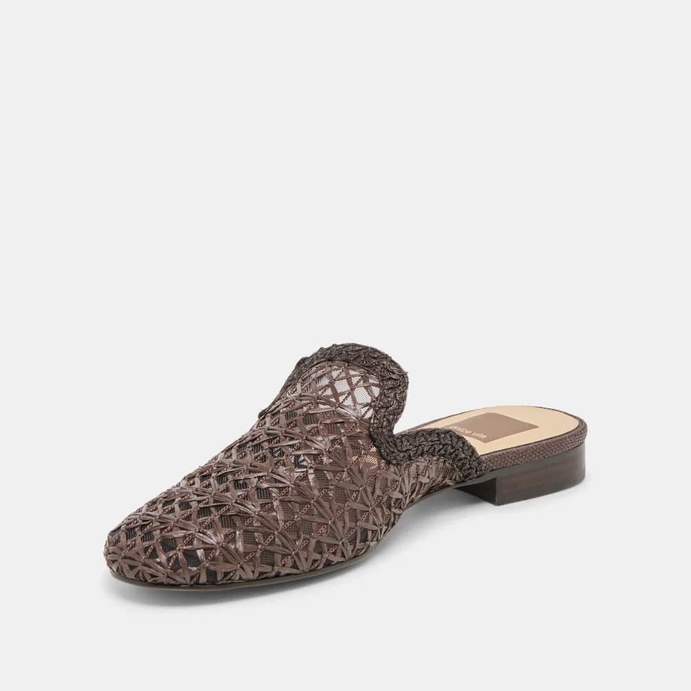 KIRT FLATS CHOCOLATE CROSS HATCH RAFFIA
