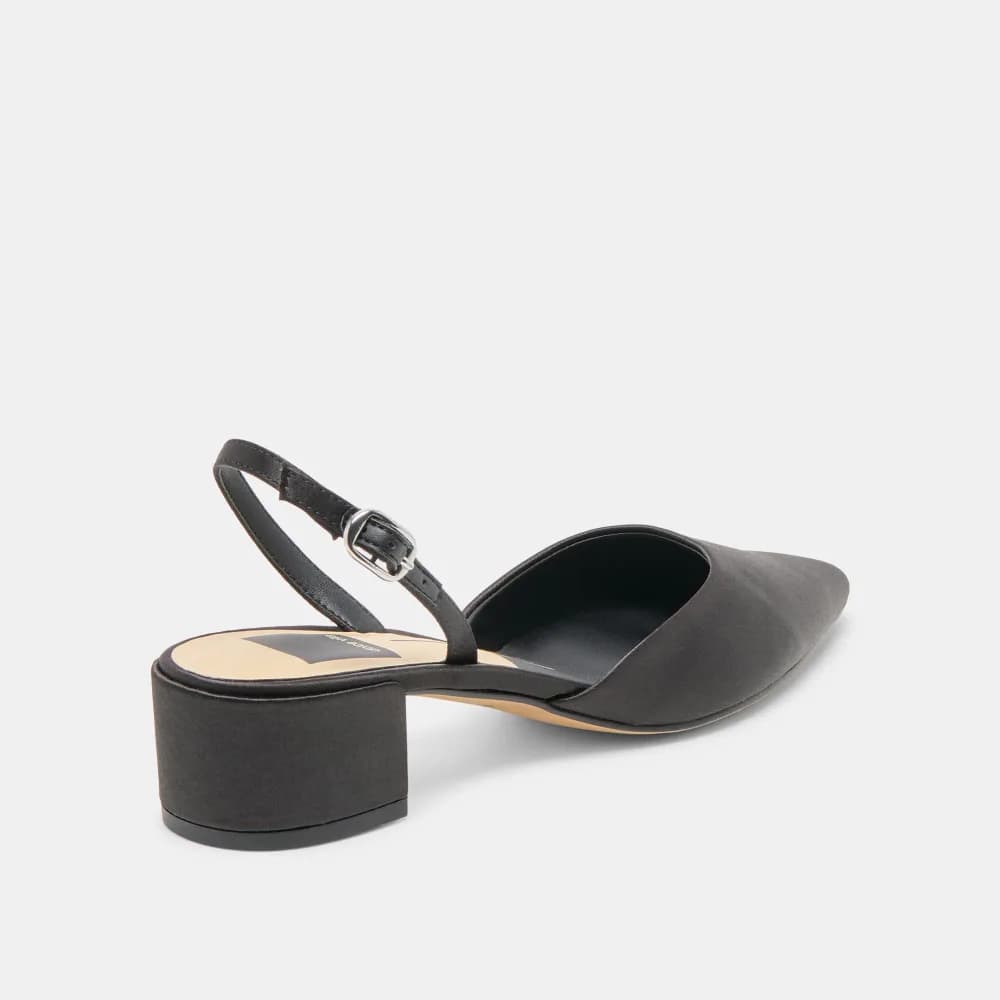 CAREL HEELS ONYX SATIN