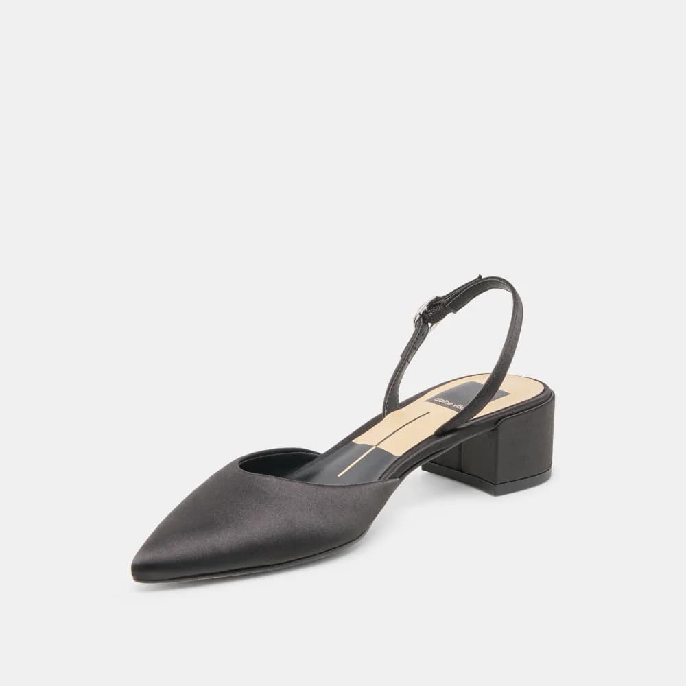 CAREL HEELS ONYX SATIN