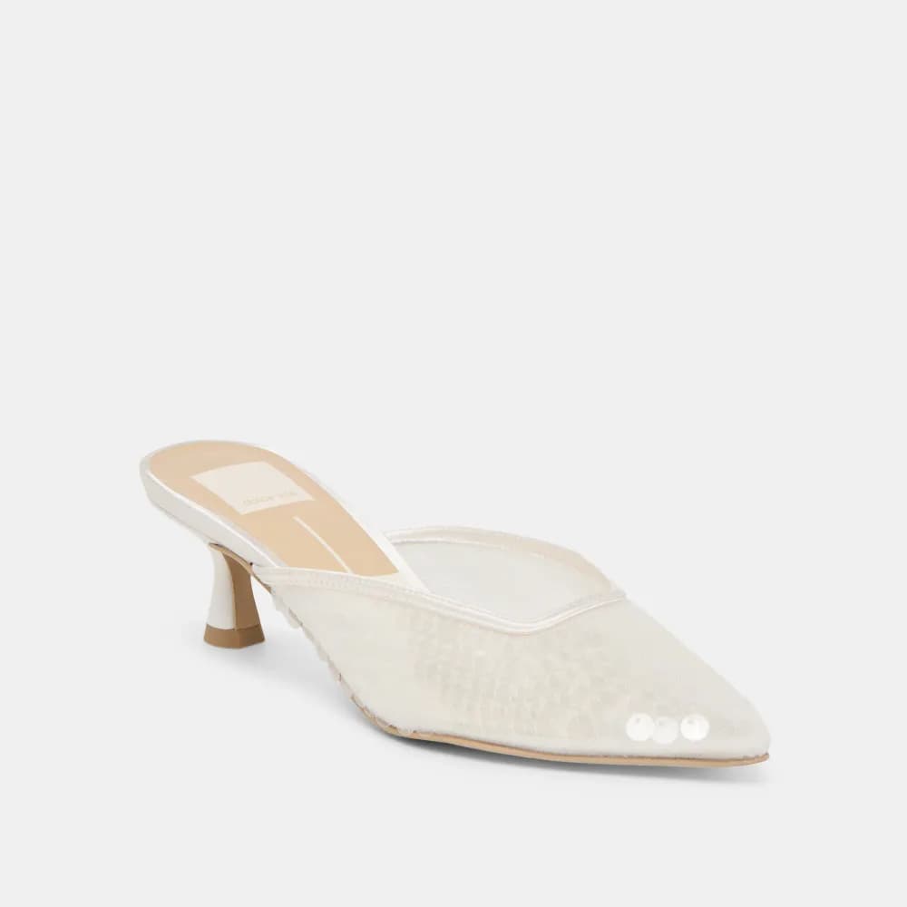 CLEO SEQUIN HEELS IVORY SEQUIN