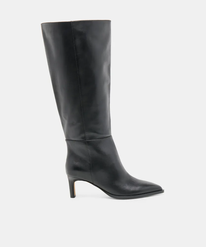 ALIMA EXTRA WIDE CALF BOOTS BLACK LEATHER