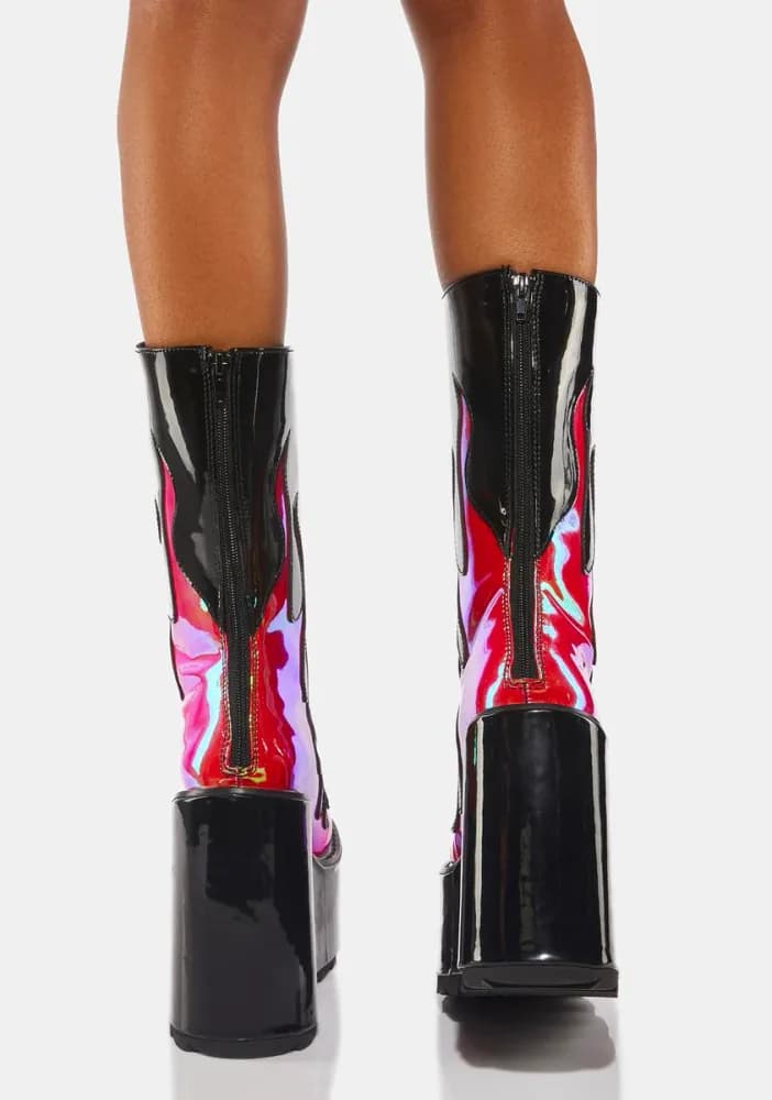 Red Dune Lace-Up Flame Boots