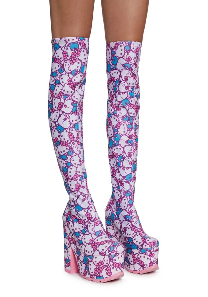 X Sanrio Labyrinth Hello Kitty Thigh High Boots