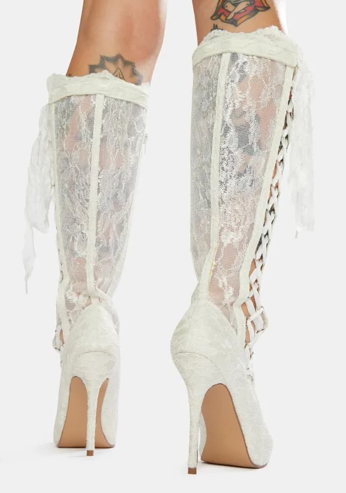 Old School Romance Lace Up Knee High Boots