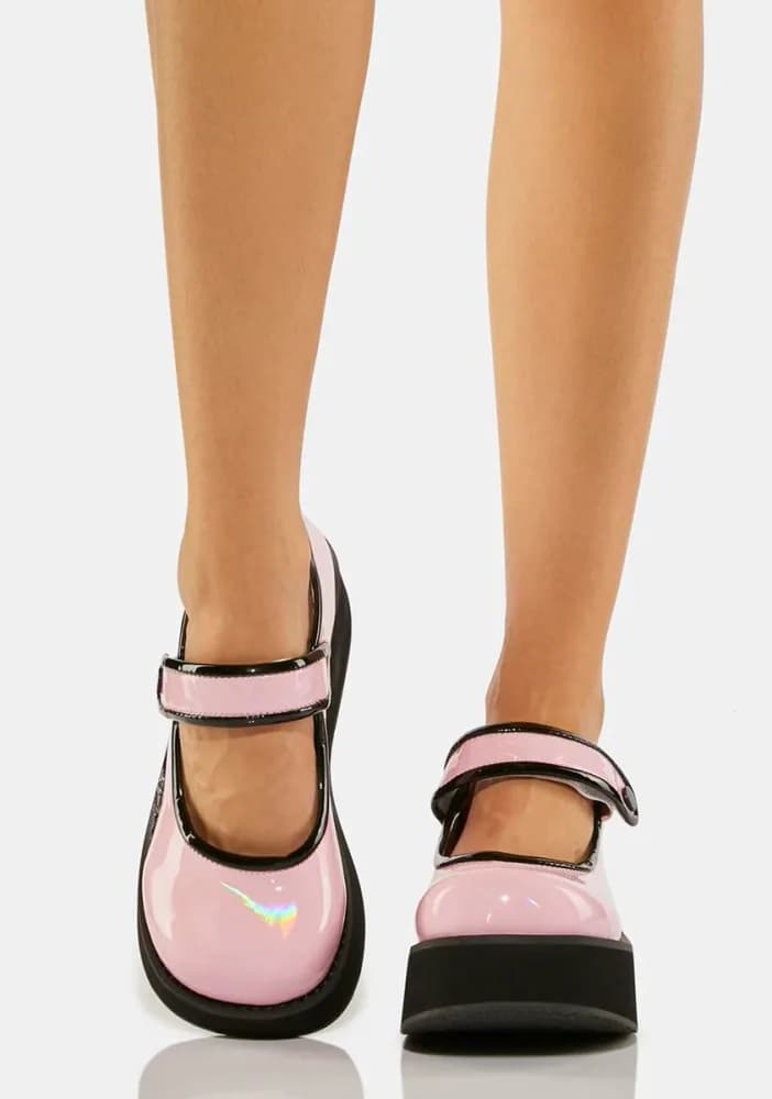 Pink Holographic Sprite-01 Mary Janes
