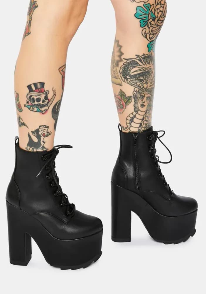 Black Night Terror Platform Boots
