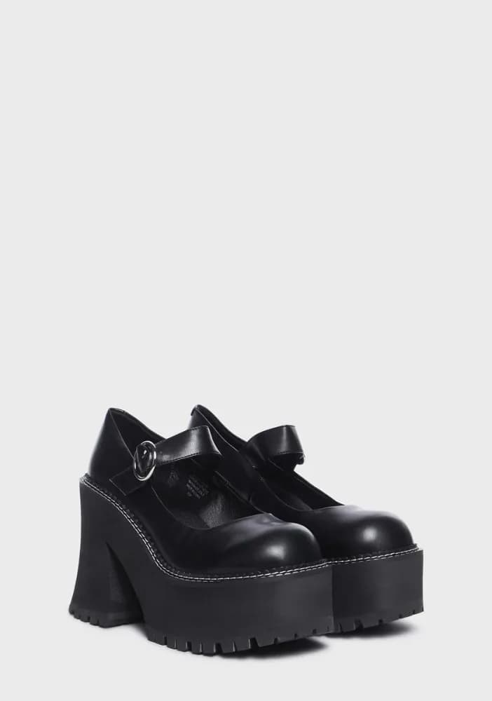 Wide Fit Dark Animal Behavior Platform Mary Janes