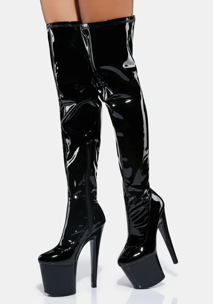 Black Patent Twerk Platform Boots
