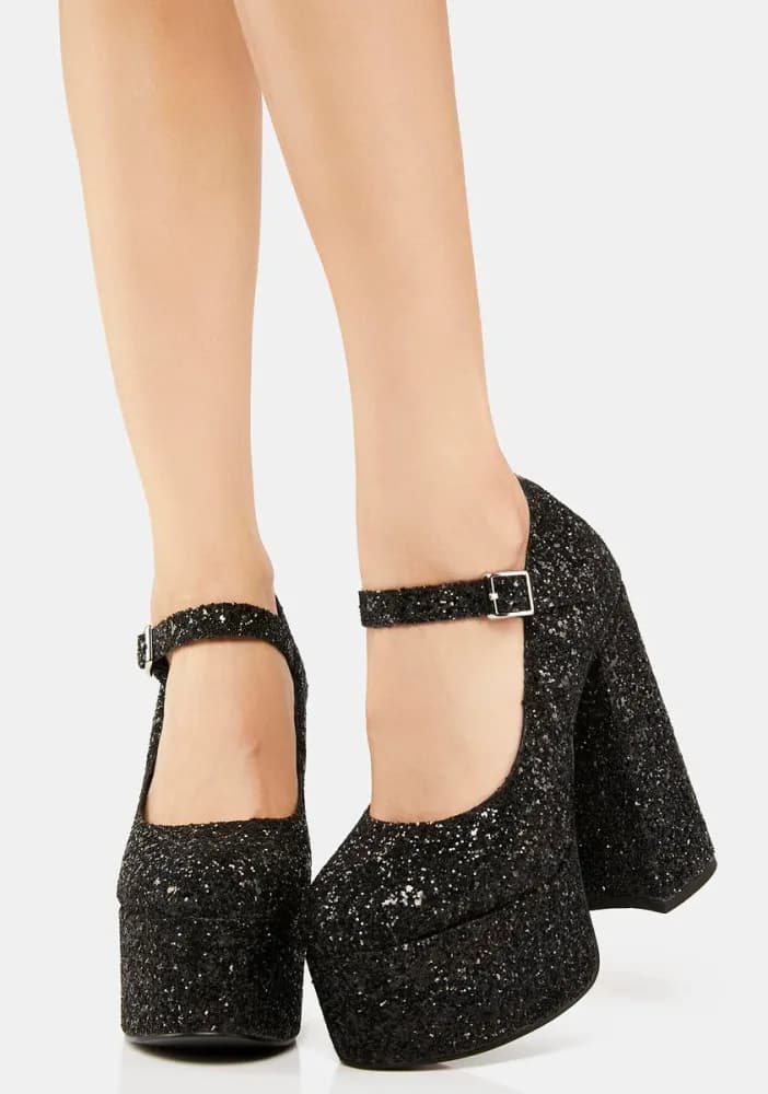 Glam Bash Glitter Platform Mary Janes