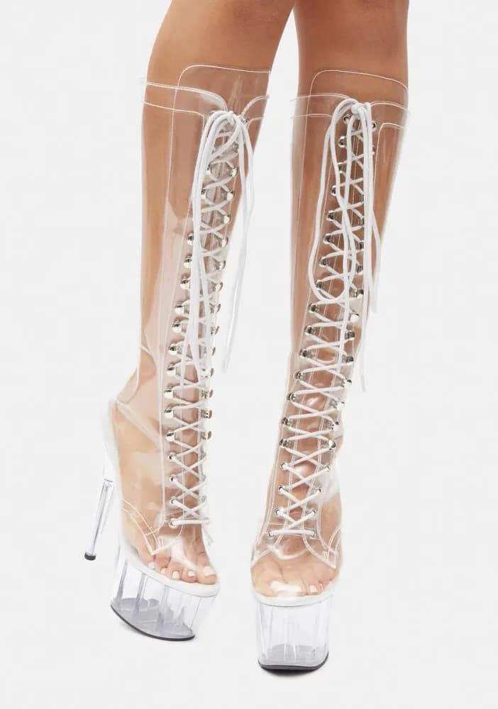 Pure Diamond Knee High Stiletto Boots