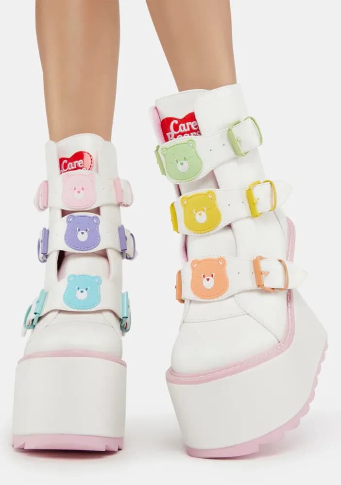 White Care Bears Dune Lo Platform Boots