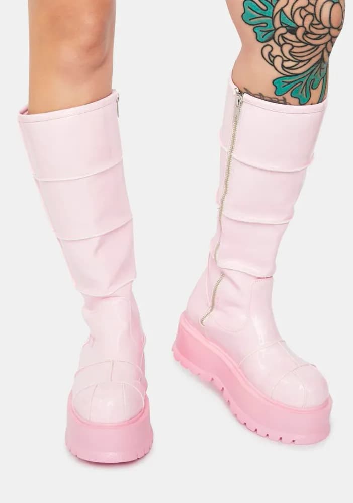 Pink Cerberus Knee High Boots