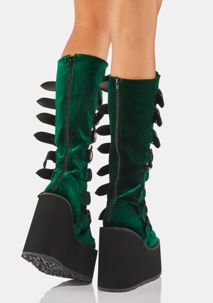 Emerald Velvet Trinity Boots