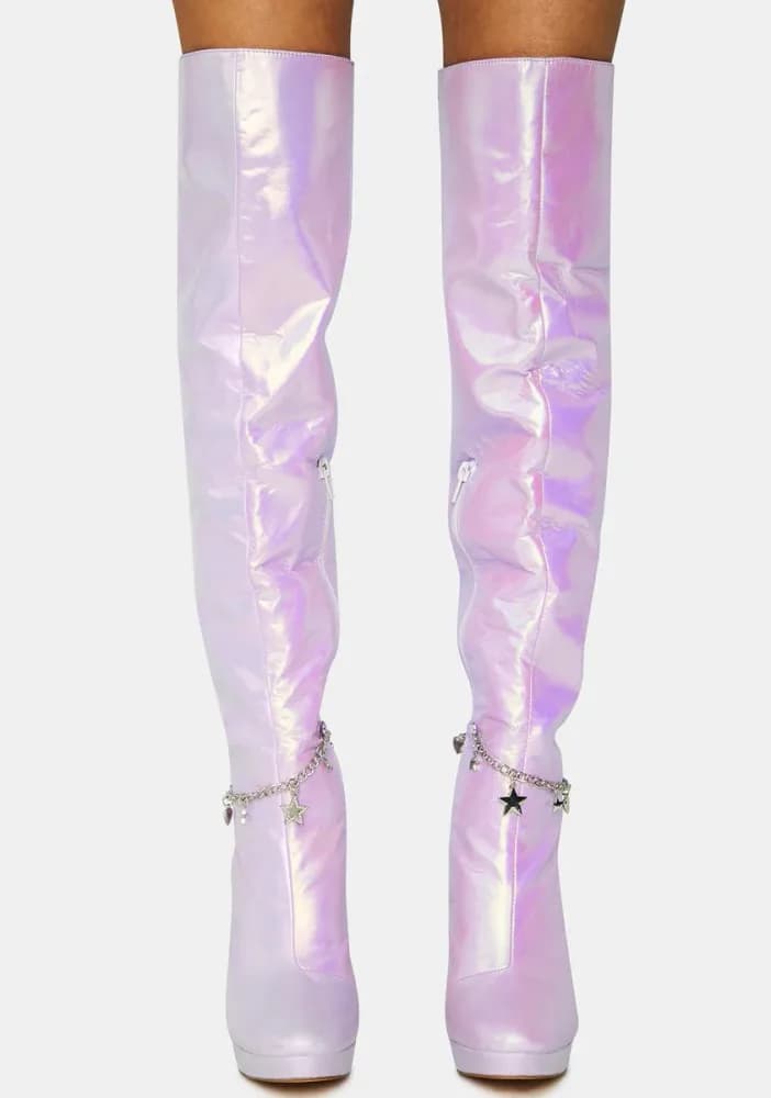 Lilac Fairy Star Thigh High Boots