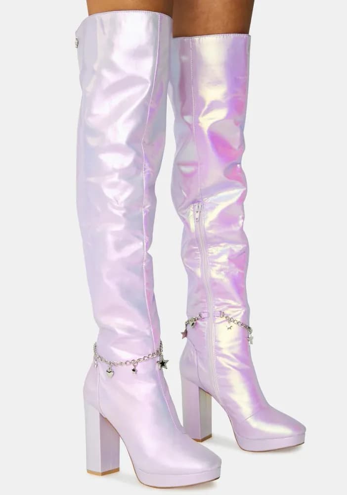 Lilac Fairy Star Thigh High Boots