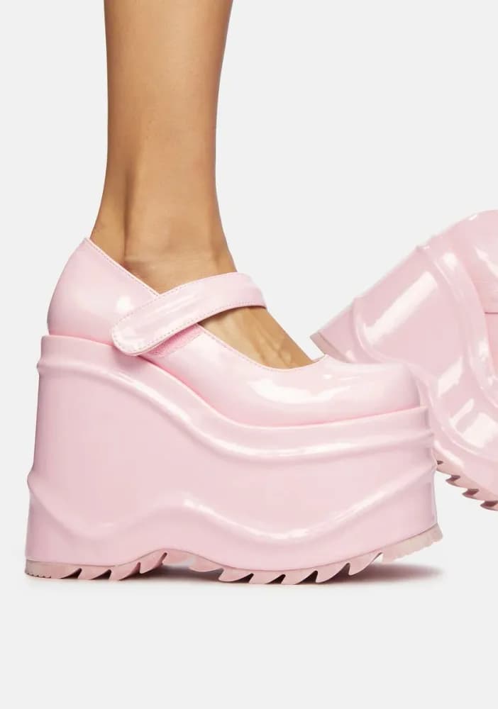 Pink Take A Risk Platform Mary Janes