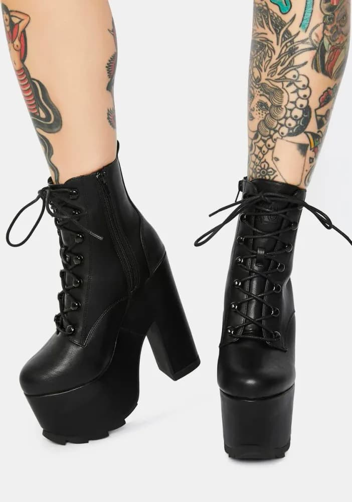 Black Night Terror Platform Boots