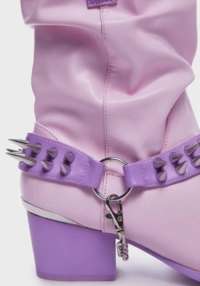 Pink Death Proof Lo Spike Cowboy Boots
