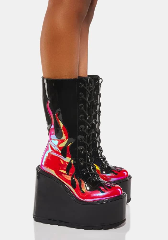 Red Dune Lace-Up Flame Boots