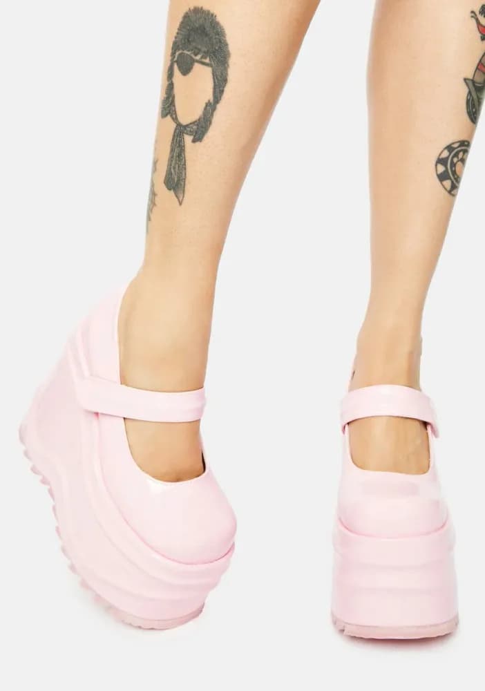 Pink Take A Risk Platform Mary Janes
