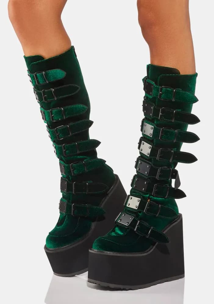Emerald Velvet Trinity Boots