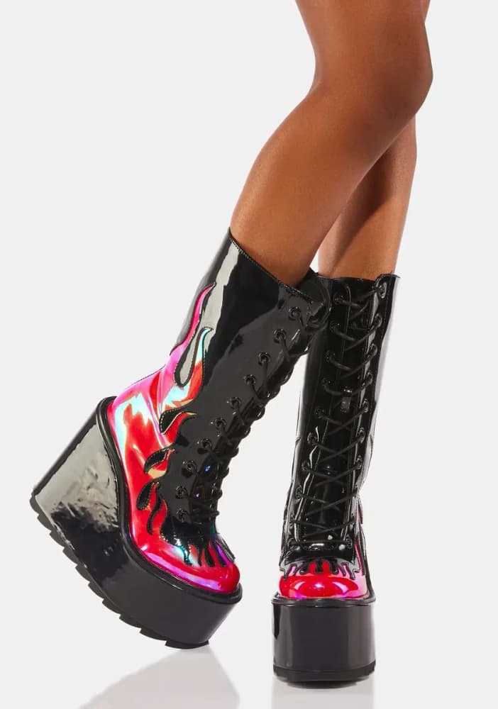 Red Dune Lace-Up Flame Boots