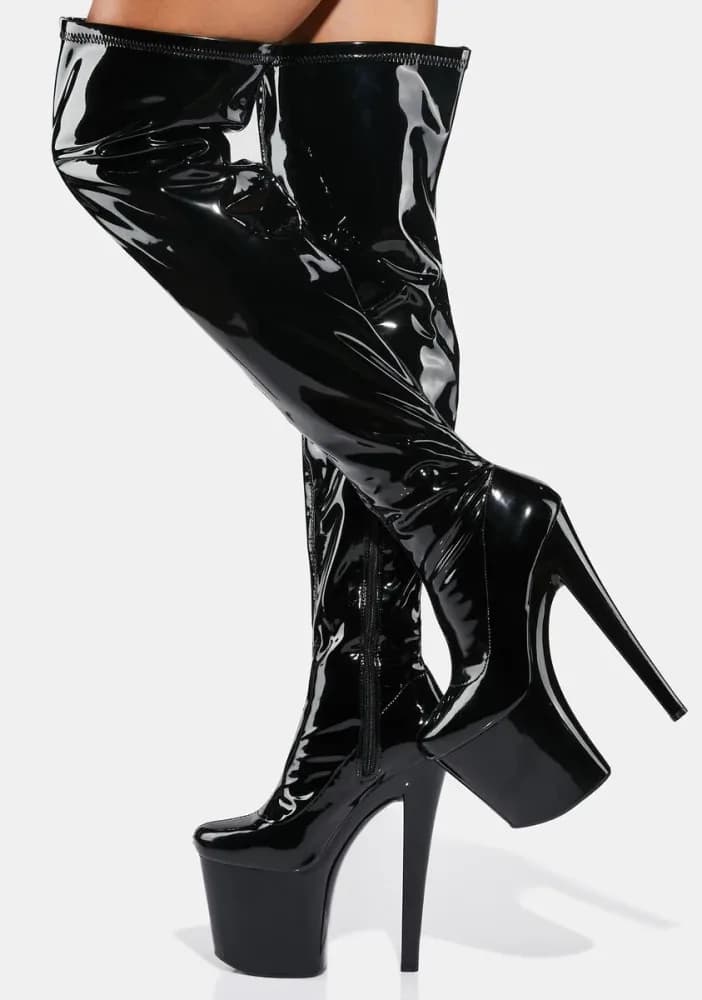 Black Patent Twerk Platform Boots