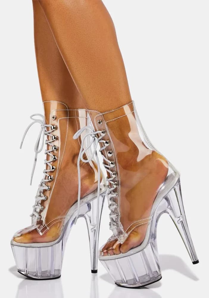 Clear Players Club Adore Platform Heels