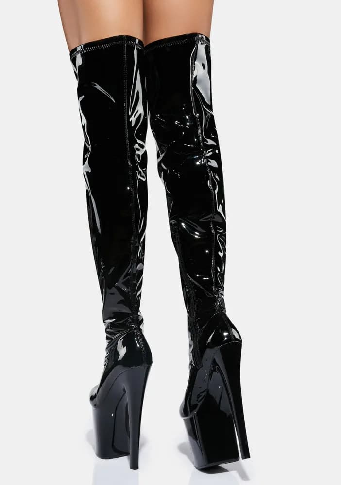 Black Patent Twerk Platform Boots
