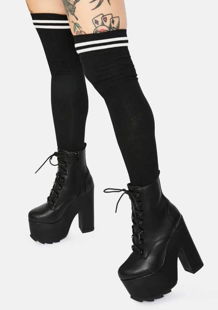Black Night Terror Platform Boots