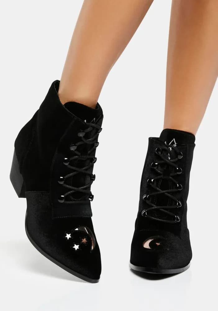 Black Velvet Aura Ankle Boots