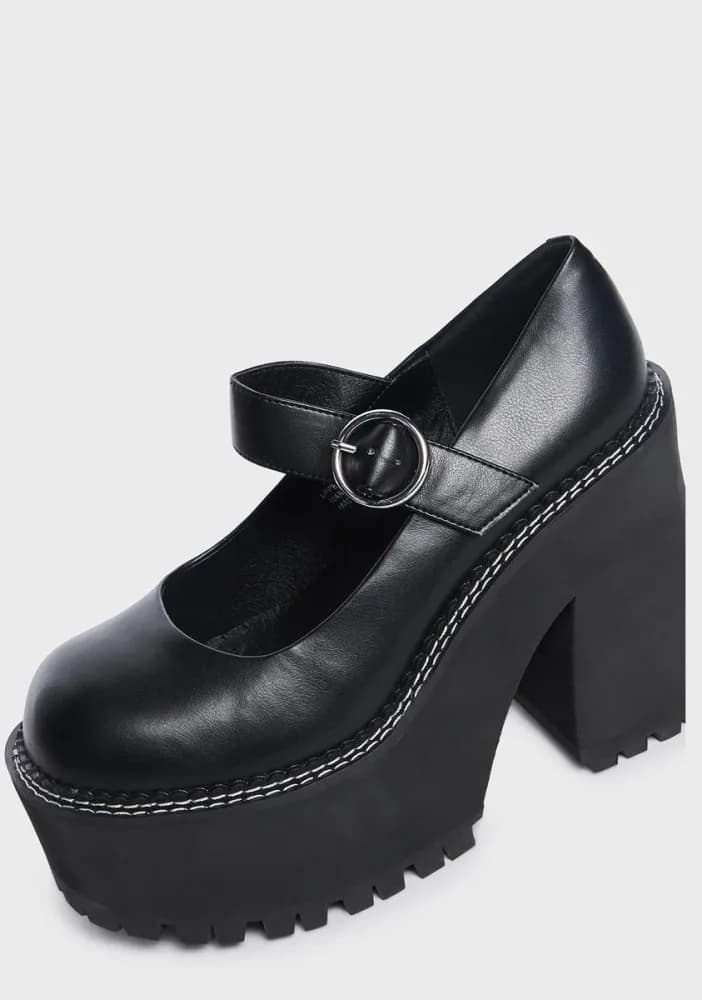 Wide Fit Dark Animal Behavior Platform Mary Janes