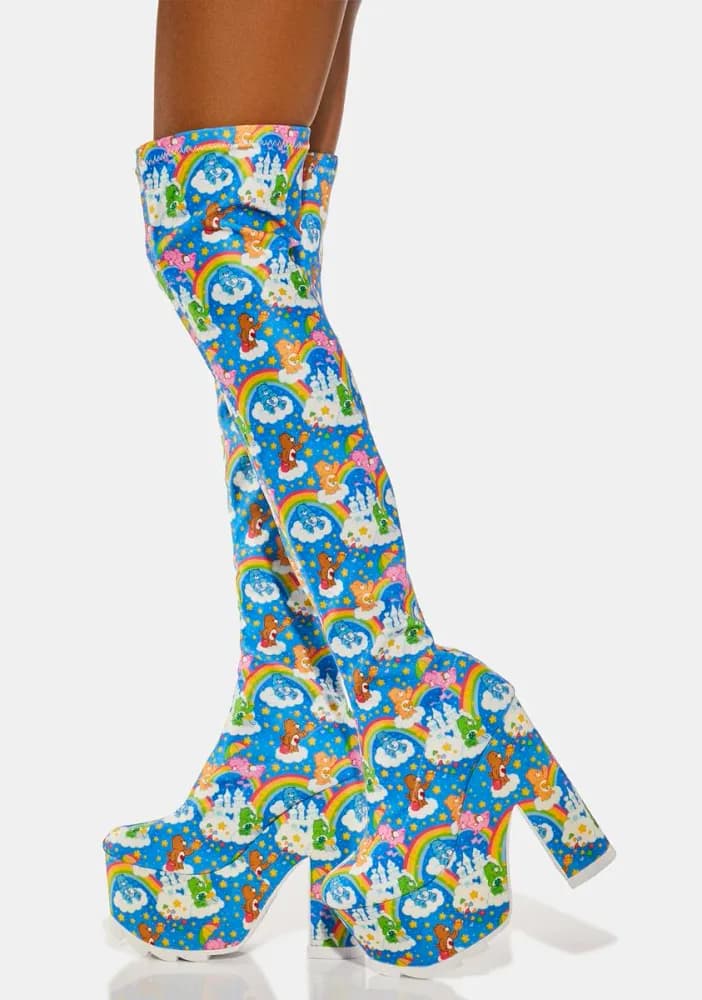 Labyrinth Care Bears Blue Sky Thigh High Boots