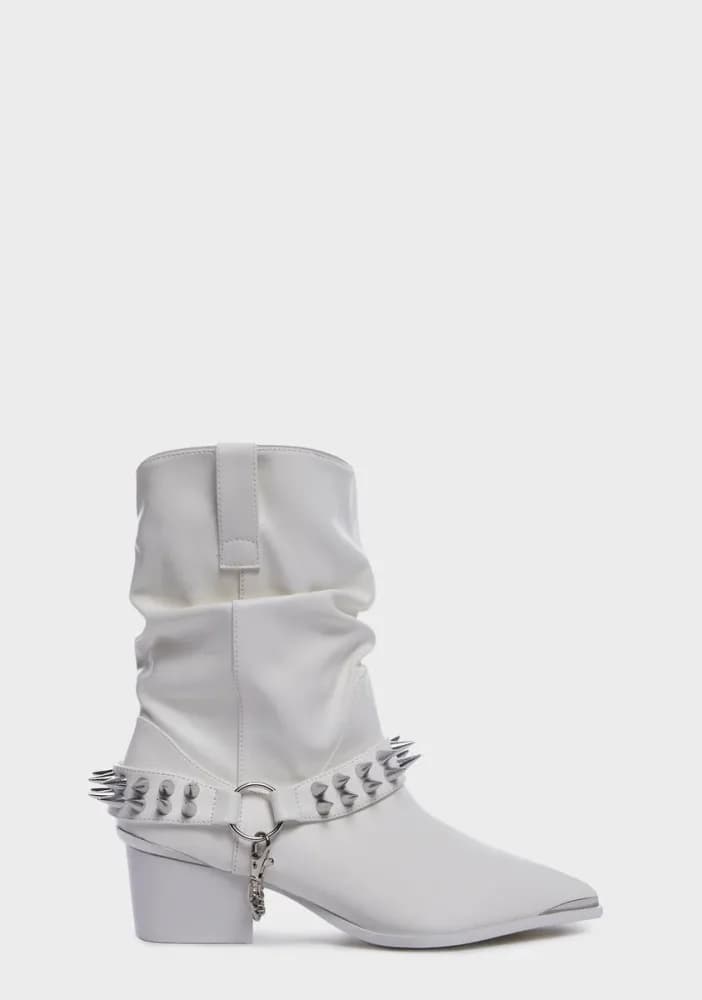 White Death Proof Lo Spike Cowboy Boots