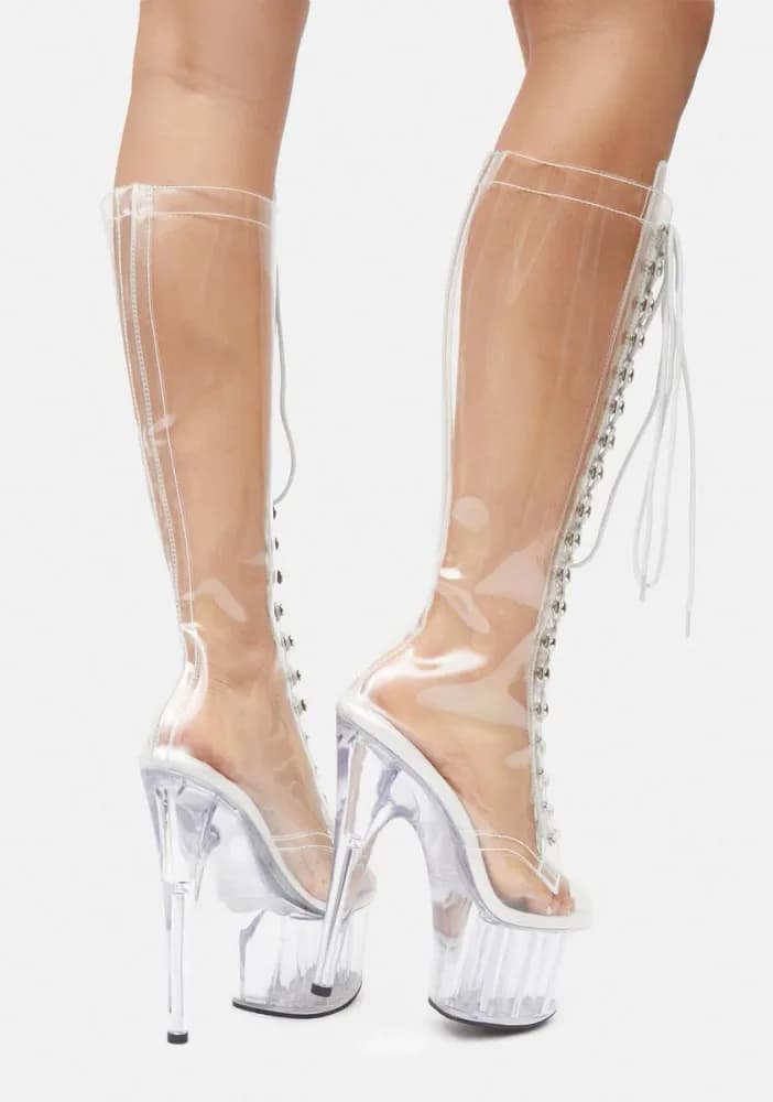 Pure Diamond Knee High Stiletto Boots