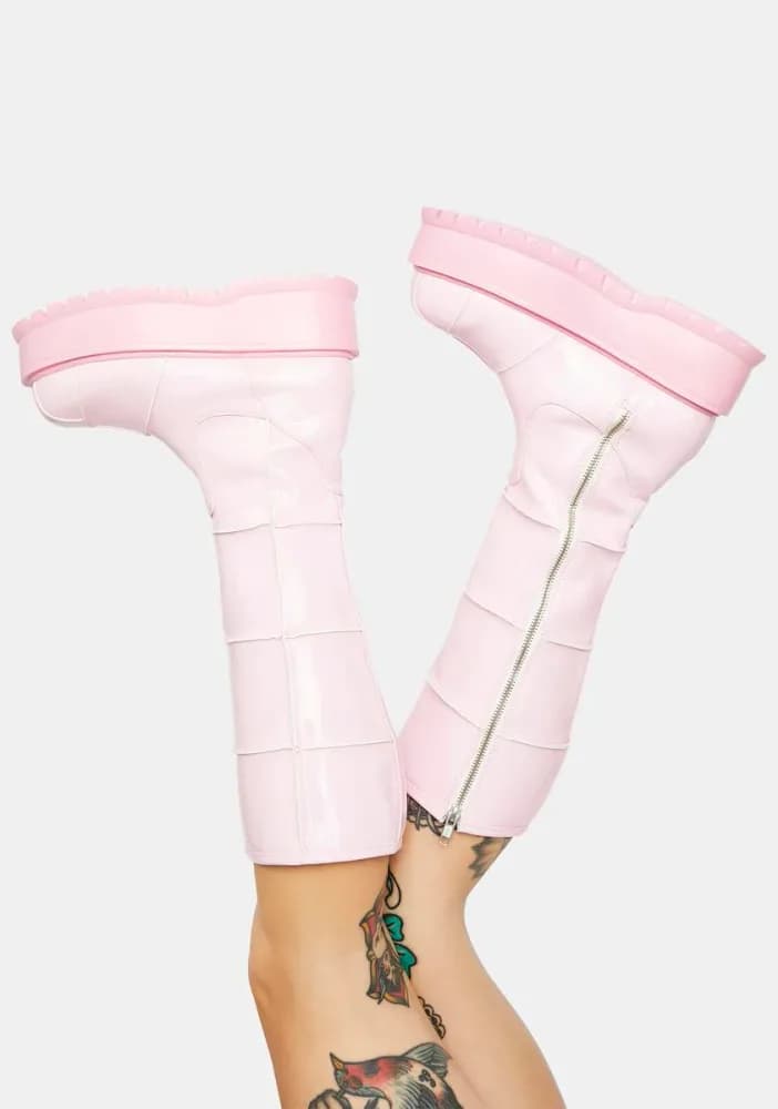 Pink Cerberus Knee High Boots