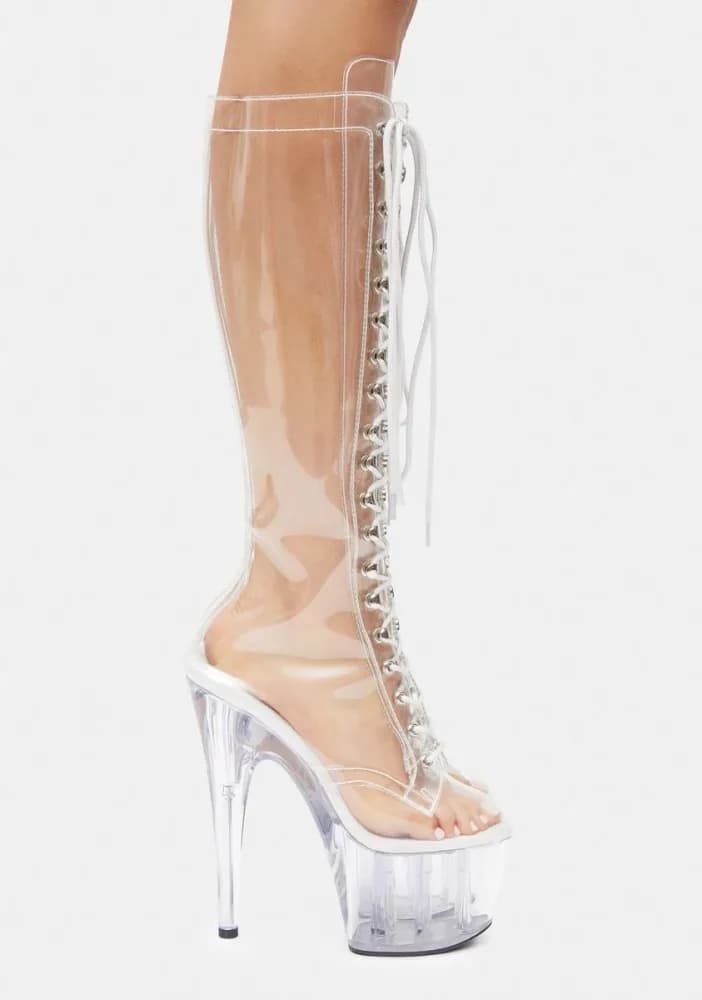 Pure Diamond Knee High Stiletto Boots