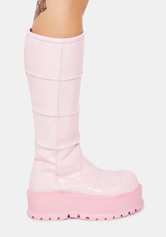 Pink Cerberus Knee High Boots