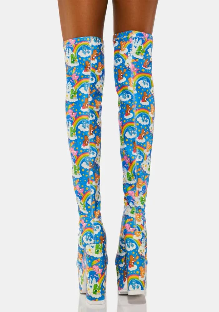 Labyrinth Care Bears Blue Sky Thigh High Boots