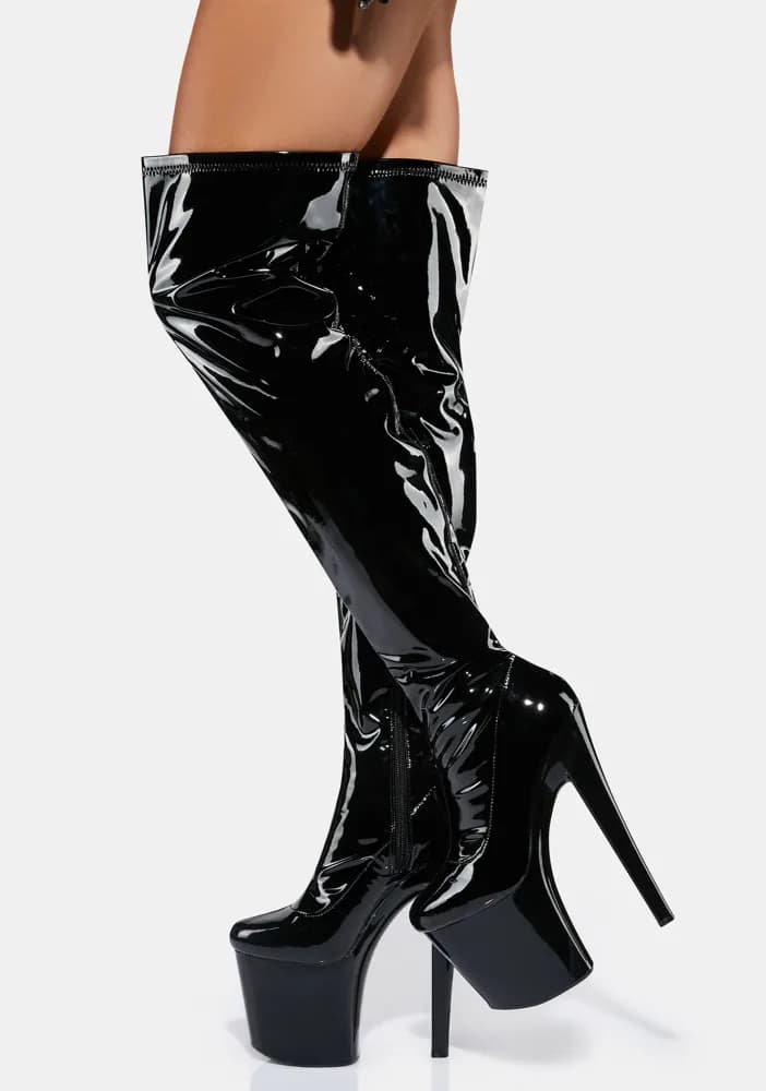Black Patent Twerk Platform Boots