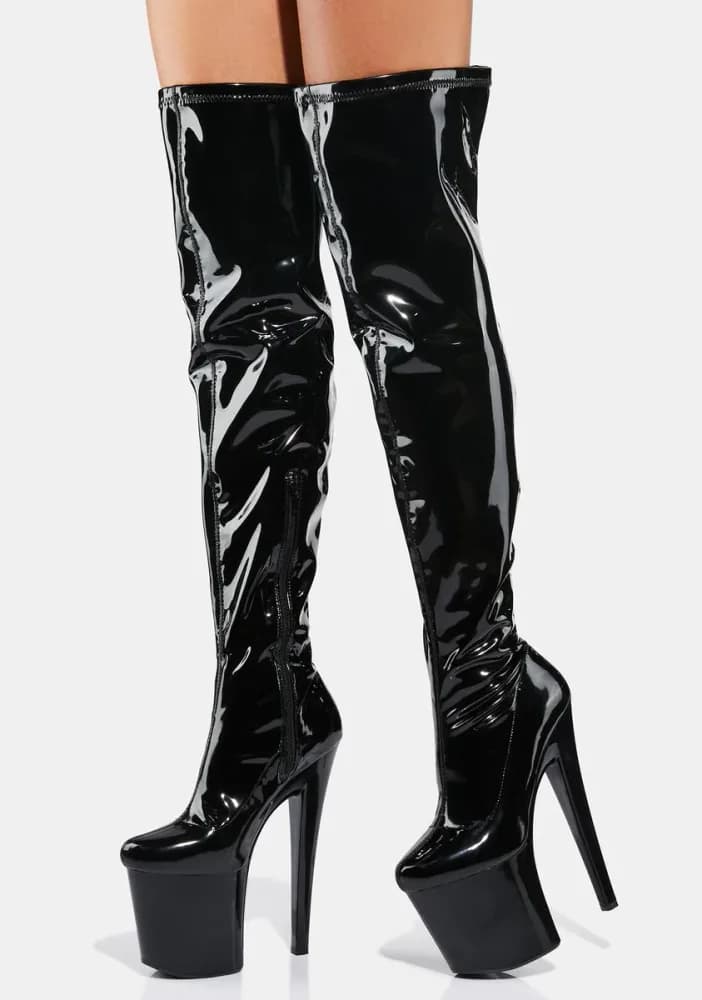 Black Patent Twerk Platform Boots