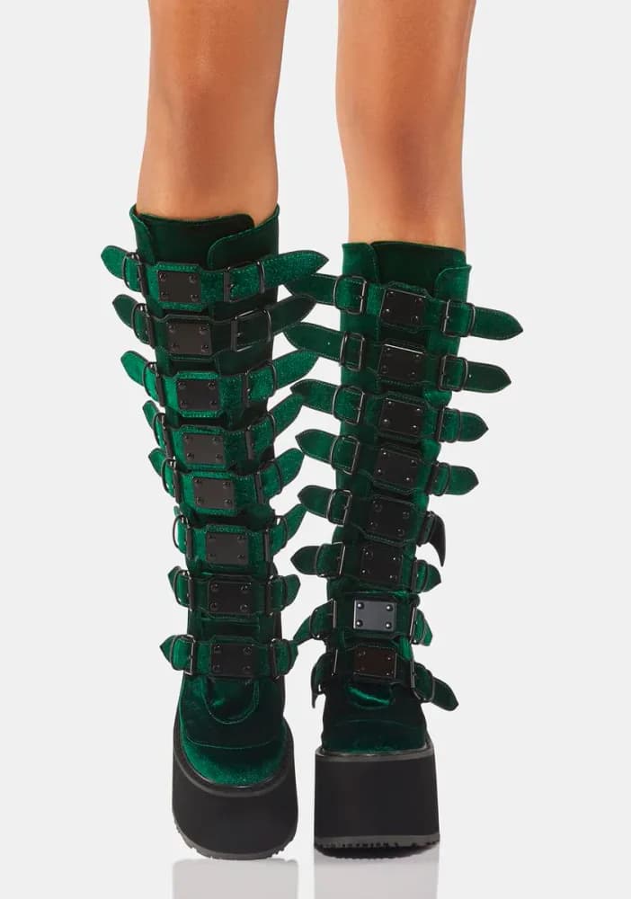 Emerald Velvet Trinity Boots