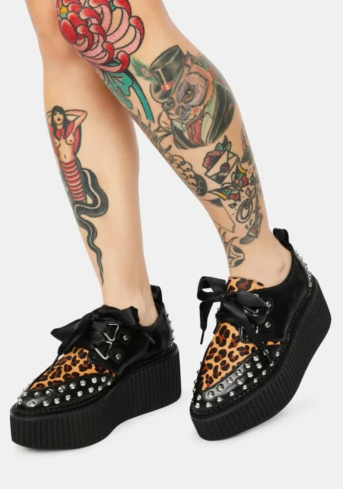 Wildchild Studded Leopard Platform Creepers
