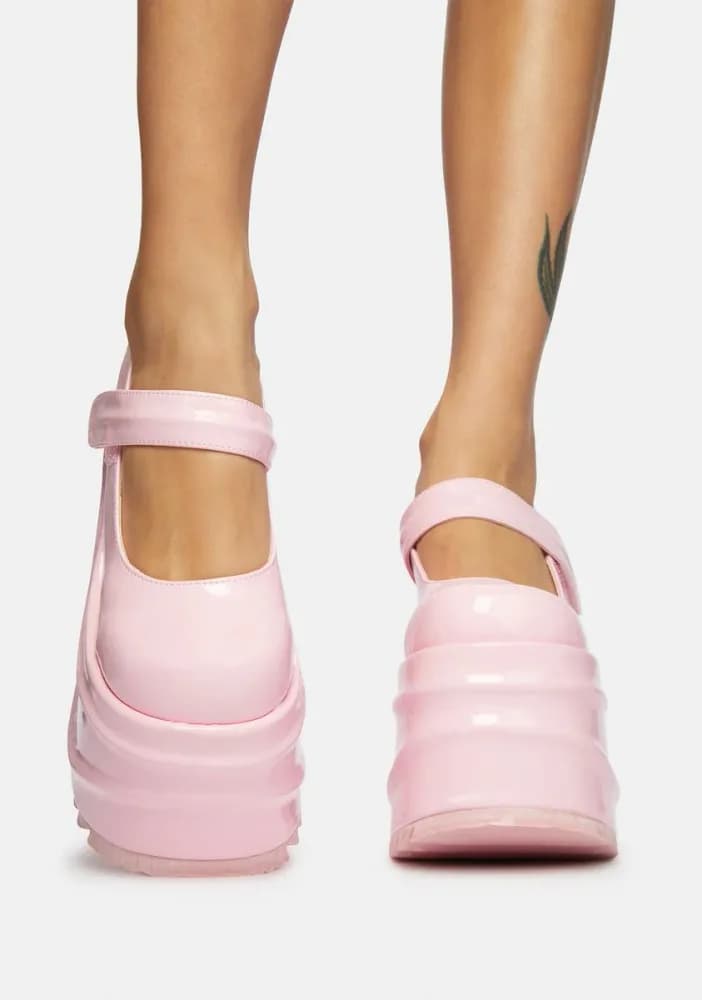 Pink Take A Risk Platform Mary Janes