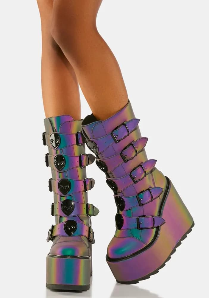 Reflective Dune Alien Buckle Boots