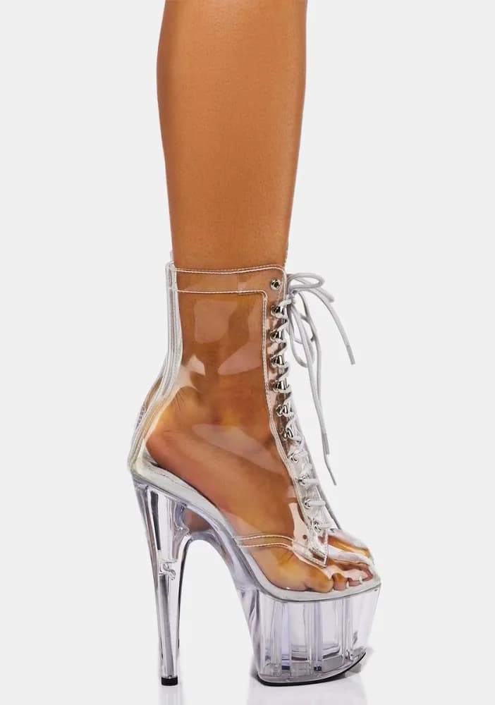 Clear Players Club Adore Platform Heels