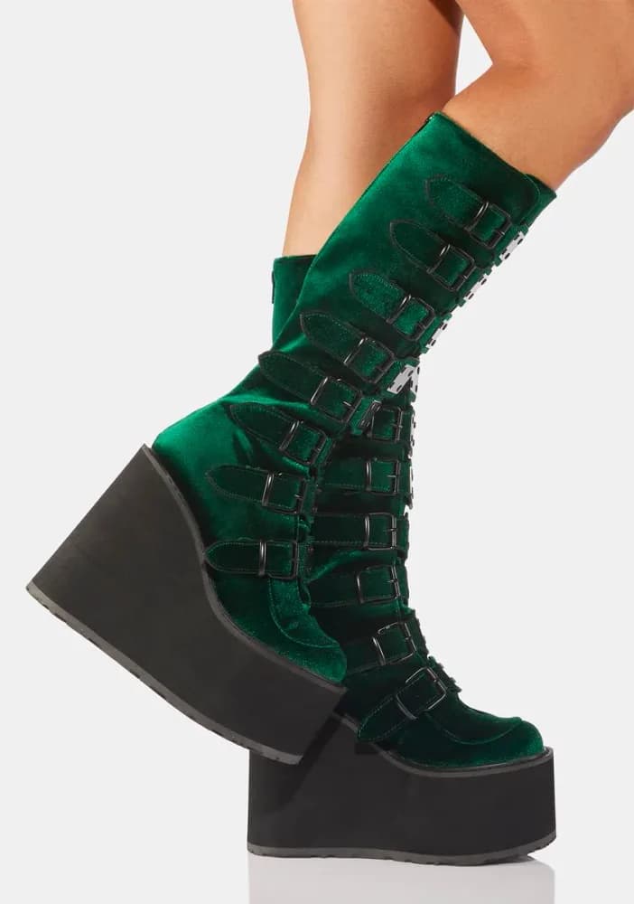Emerald Velvet Trinity Boots