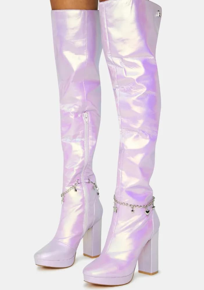 Lilac Fairy Star Thigh High Boots