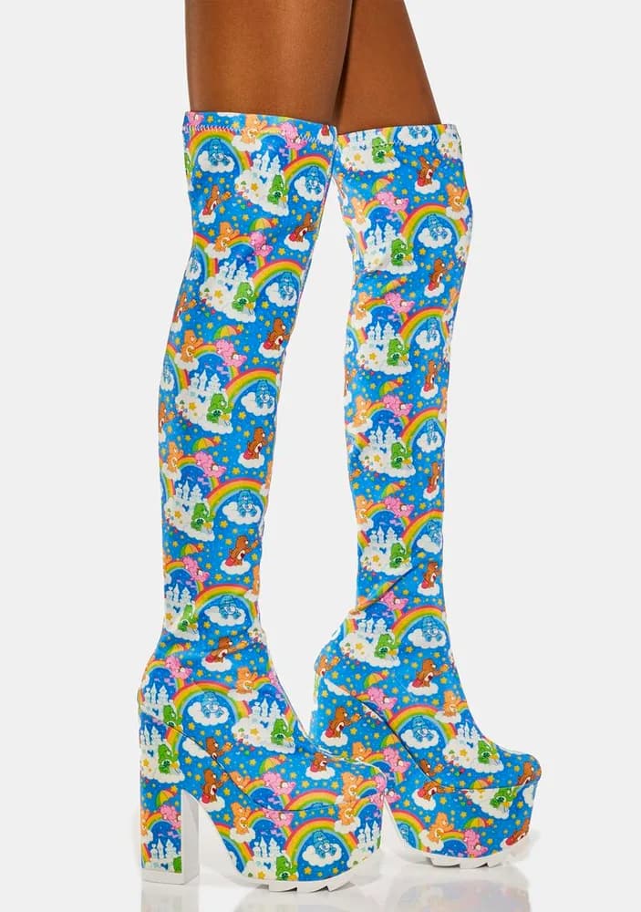 Labyrinth Care Bears Blue Sky Thigh High Boots